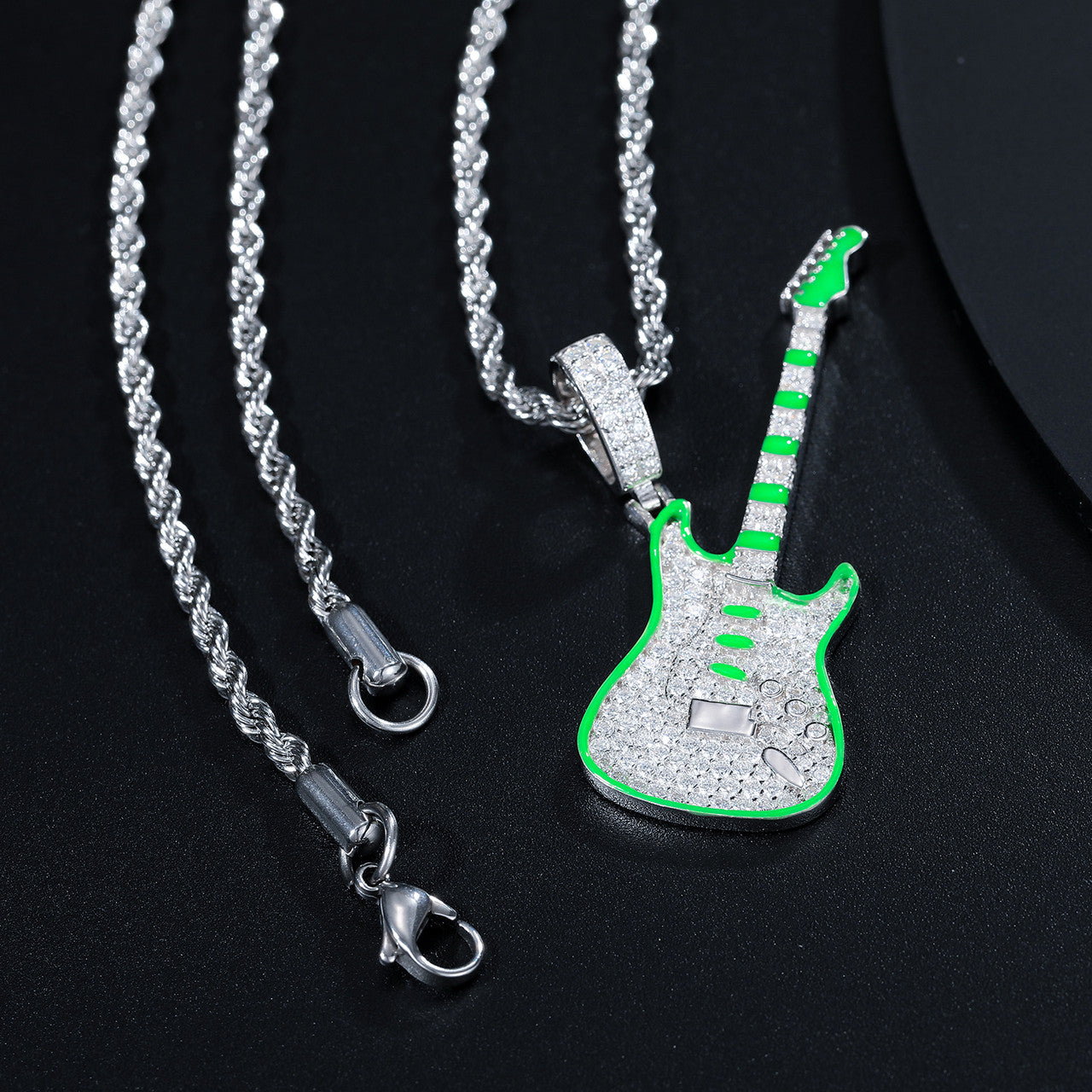 RockStar | Moissanite Diamond Glow In The Dark 925 Sterling Silver Guitar Street Rock Chain