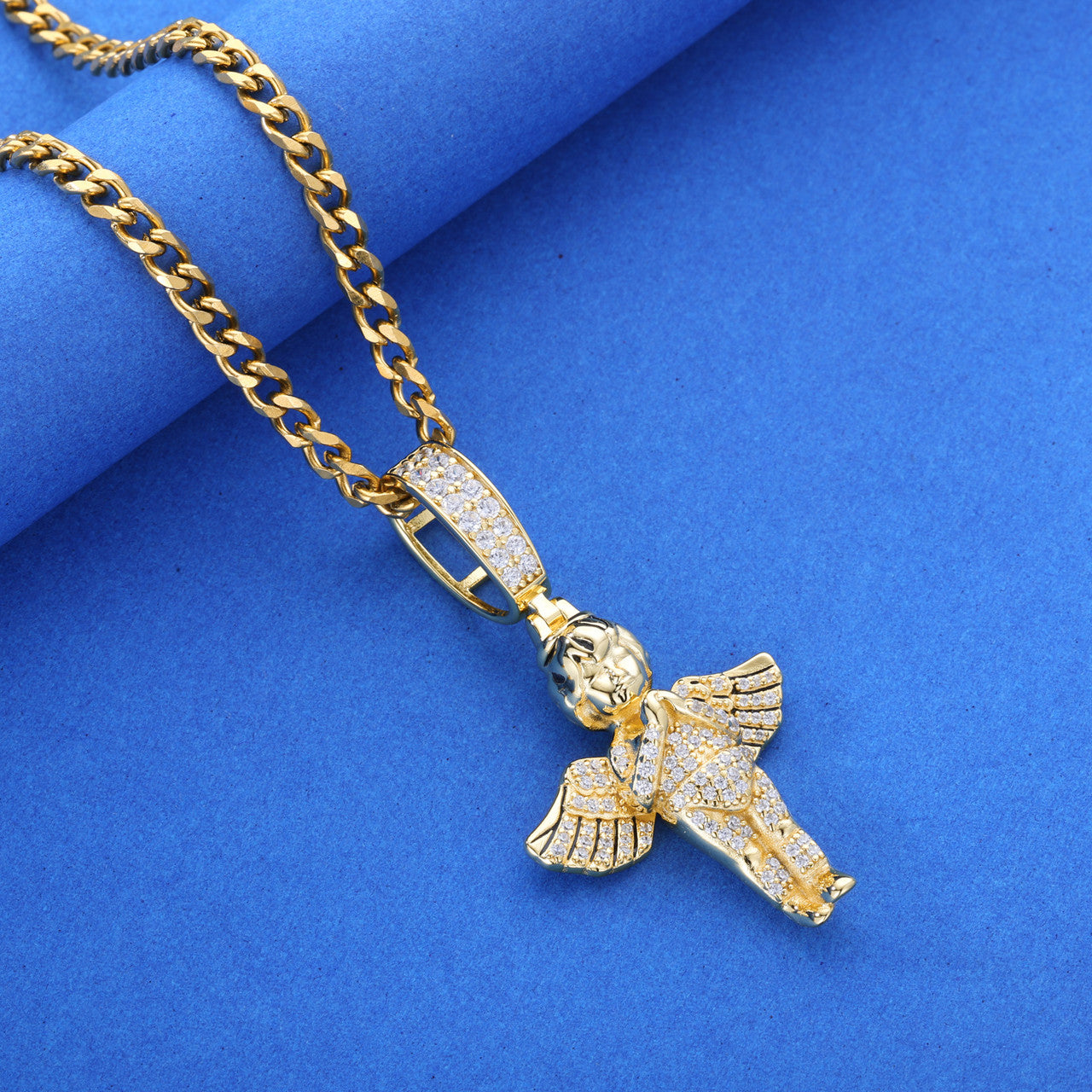 Blessed Angel | VVS D Color Moissanite Diamond Sterling Silver Hip Hop Prayer Hands Pendant