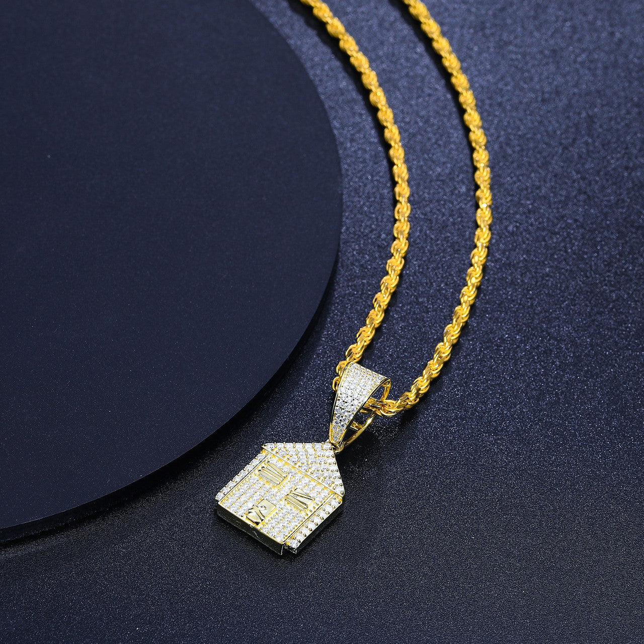 Mens Flooded Ice Solid 925 Silver Genuine VVS Diamond Trap House Hip Hop Pendant