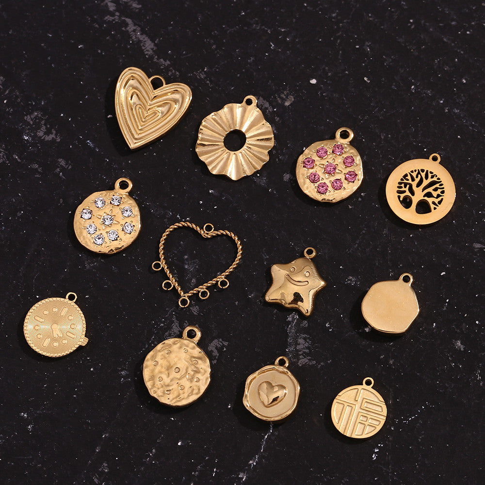 Ladies DIY 18k Gold Over No Fade Solid Stainless Steel Perforate 3D Buckle Pendants