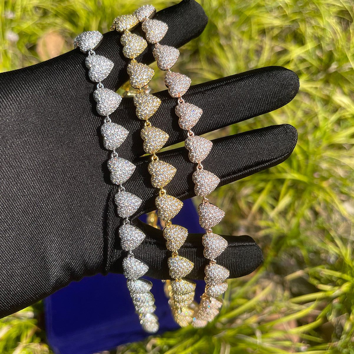 Heart of Gold | Ladies 24k Gold 925 Silver Heart Link VVS Diamond CZ Necklace