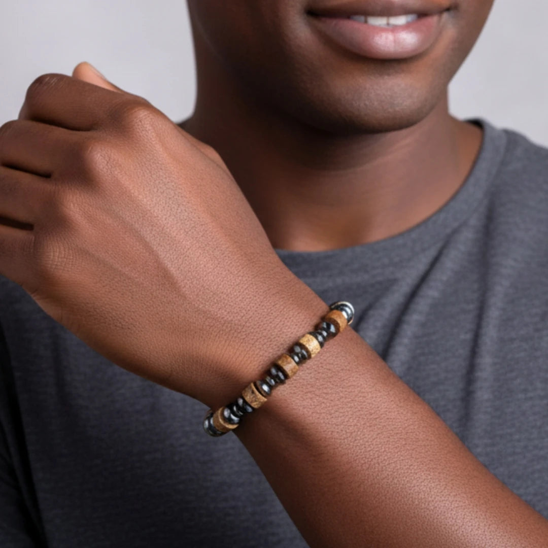 Nature's Ice | Natural Hematite Stone Elastic adjustable Luxury Hip Hop Bracelets,