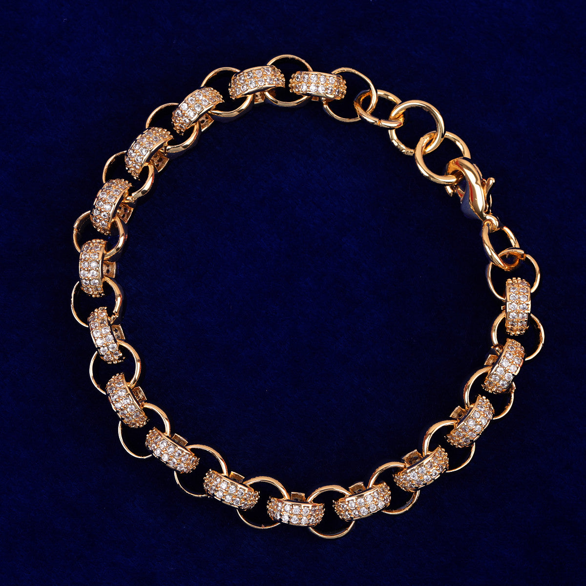 9mm Flooded Ice Star Studded Big Boy Rolo Link Hip Hop Bracelets