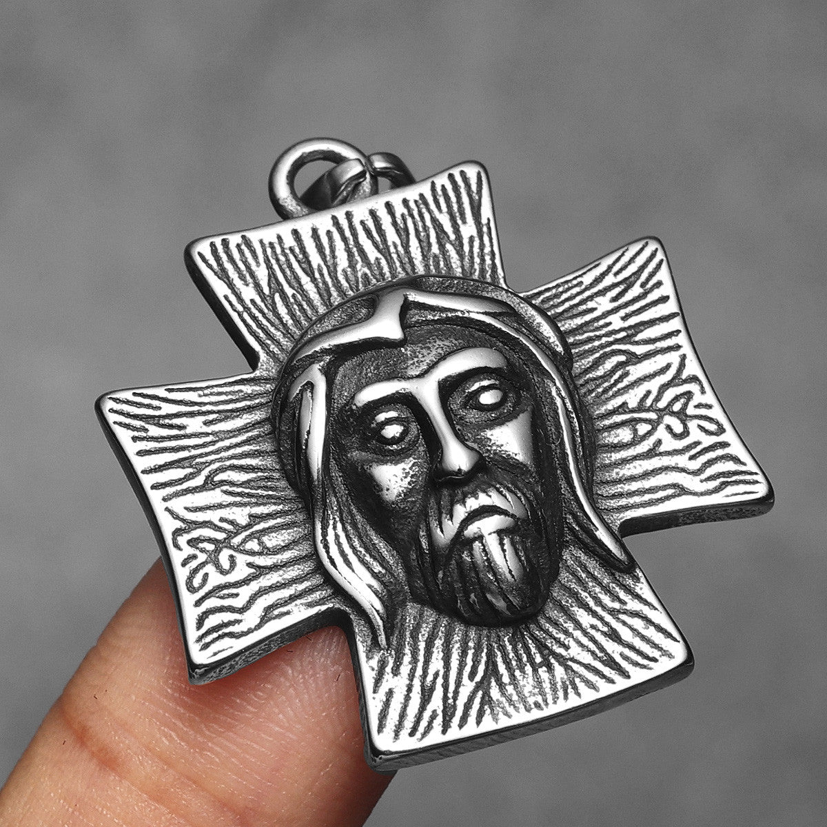Jesus Cross | Solid Stainless Steel 3D Impression Christian Spiritual Pendant