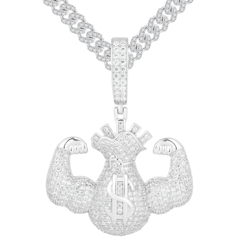 Money Strong | Moissanite Diamond Solid Silver Iced Blinged Out Pendant