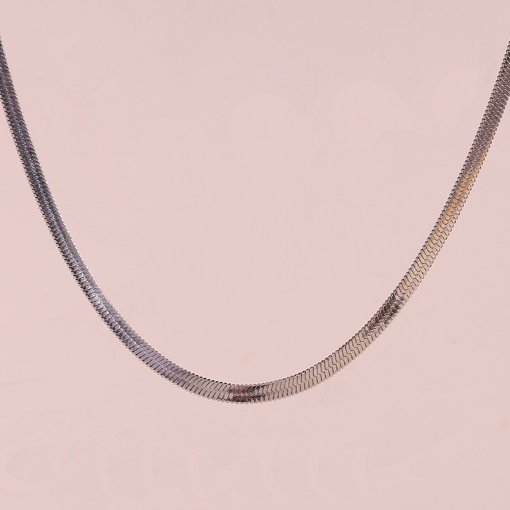 18k Gold Stainless Steel 3mm Herringbone Hip Hop Chain Necklace