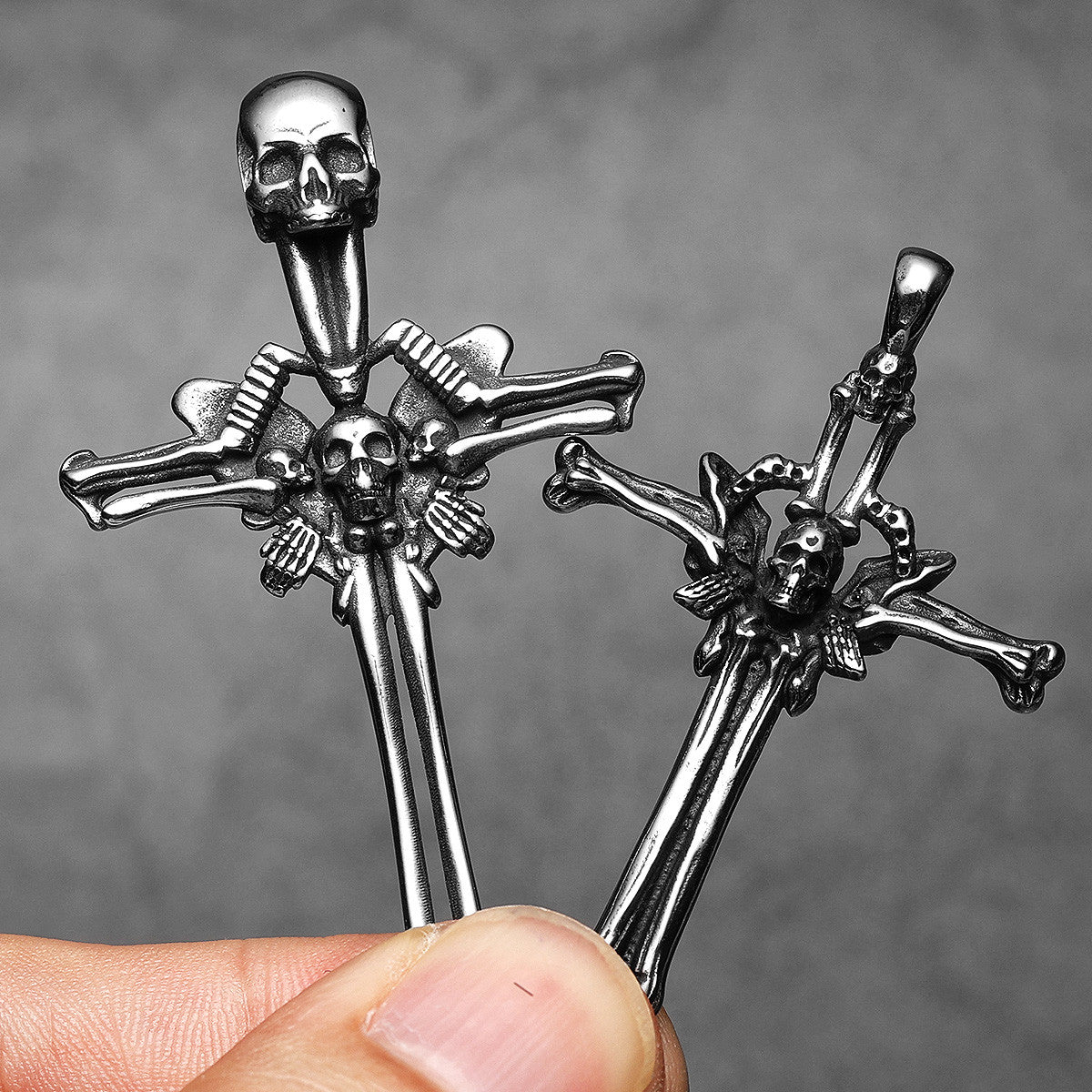 Cross Skull | Mens Solid Stainless Steel Designer Cross Hip Hop Street Wear Pendant