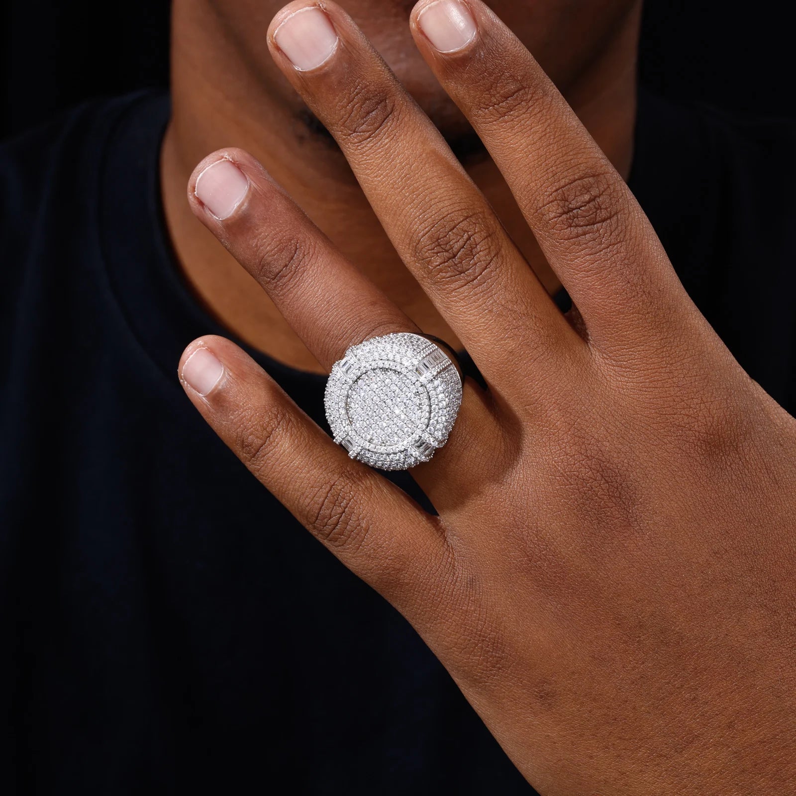 Boss Statement | Luxury Iced Blinged Out Moissanite Diamond Round Cluster Stone Ring