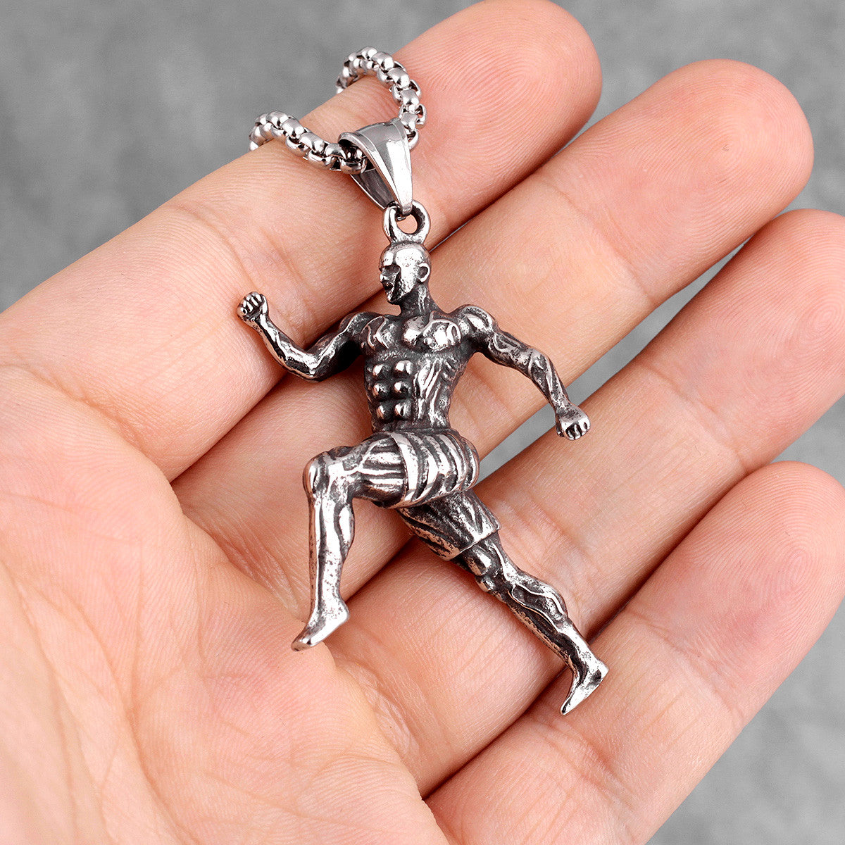 Runner | 316L No Fade Stainless Steel Fitness Bodybuilding Running Gym Rat Pendant Chain