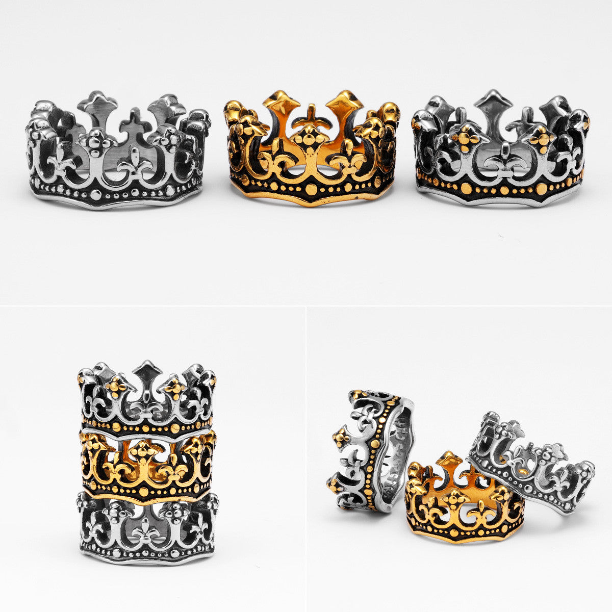 The Crown | 316L No Fade Stainless Steel Kings Crown Street Wear Rings