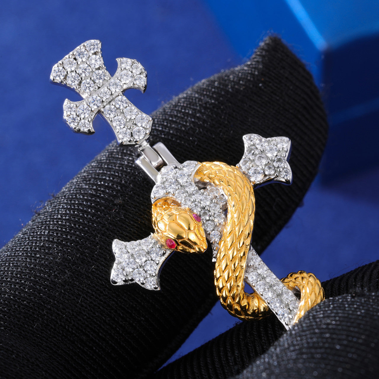 Good VS Evil | Solid 925 Sterling Silver Moissanite Hip Hop Cross Pendant Chain