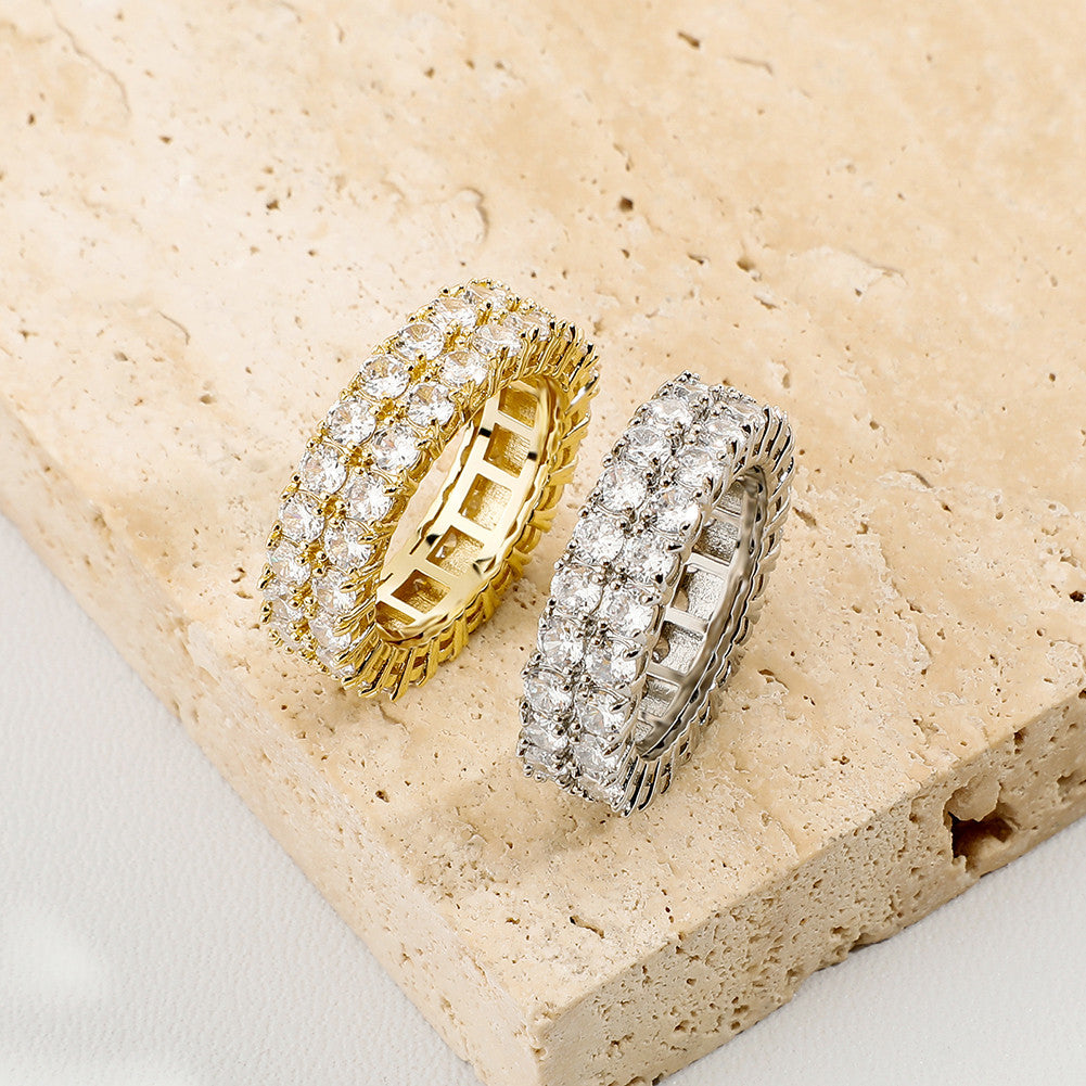 2 Row Couples 6mm 7mm Prong Set Premium Cut Hip Hop Flooded Ice Rings