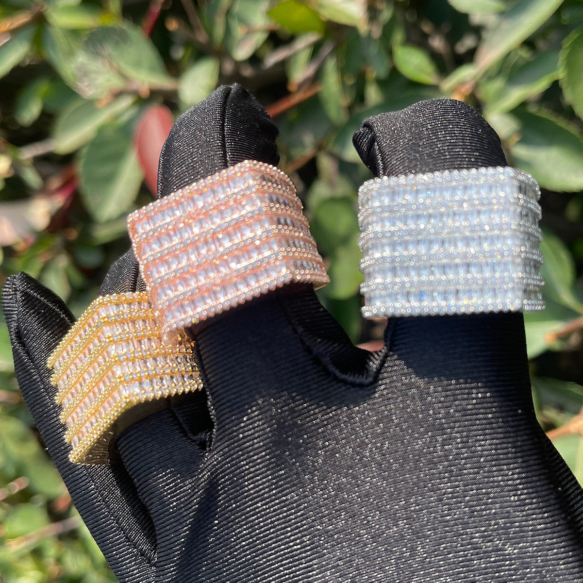 Mens Big Boy All Baguette Iced Blinged Out Hip Hop Rings