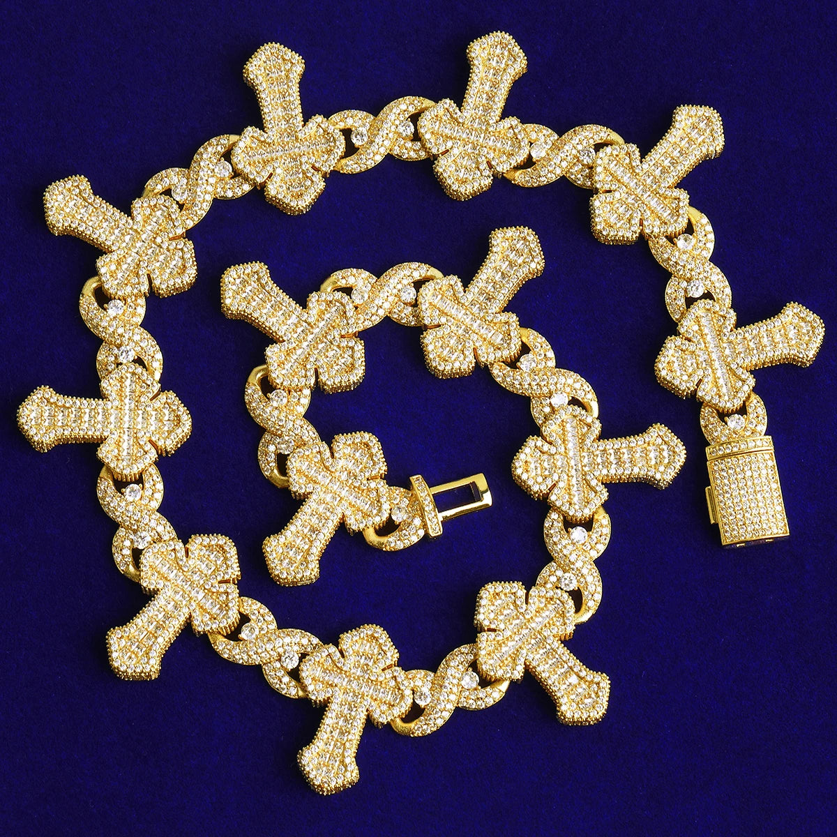 Infinity Passion Chain | VVS Diamond CZ 5AA+ Baguette Stone Cross Chain Necklace