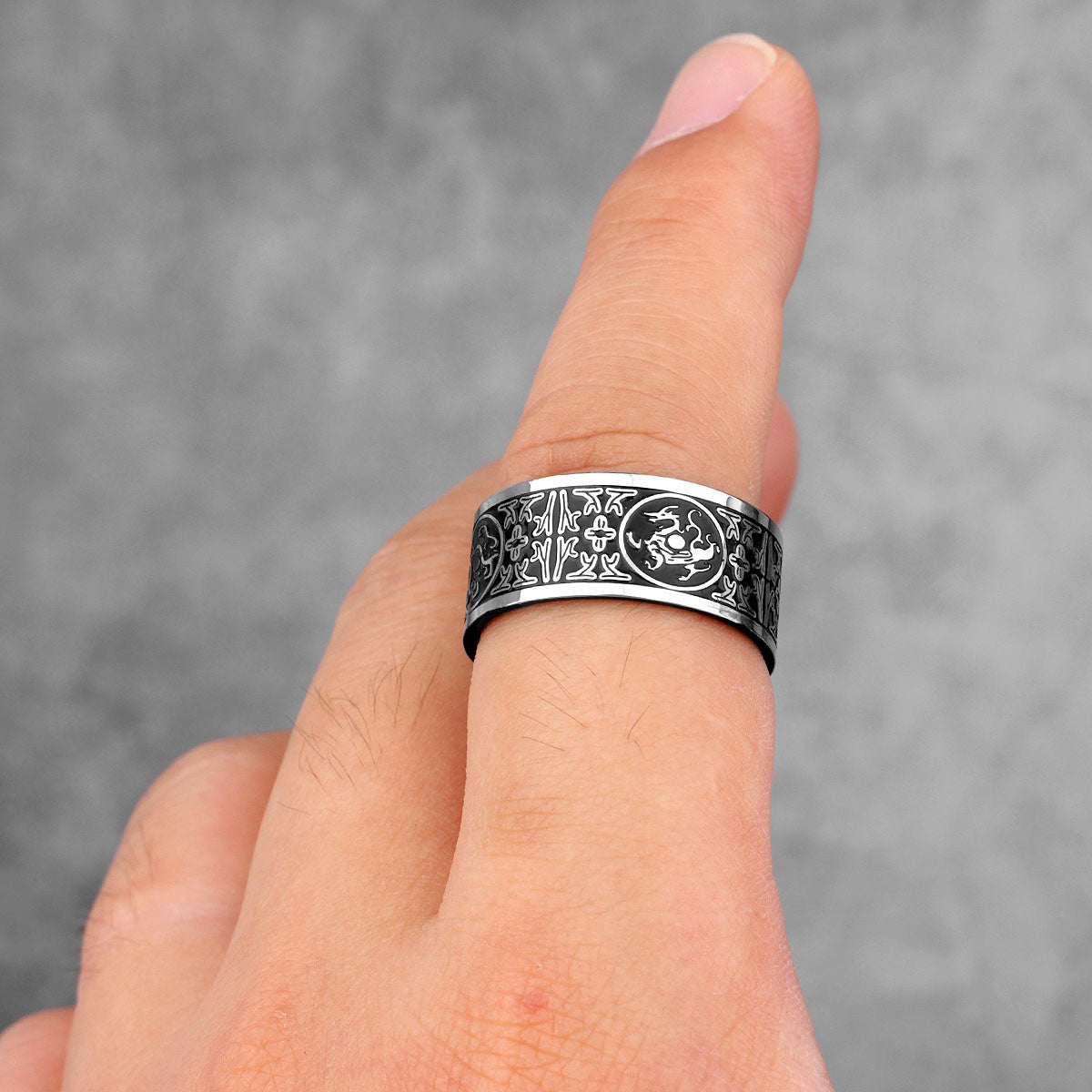 4 Great Beast | Amulet Style Solid Stainless Steel Men's Symbolic Rings