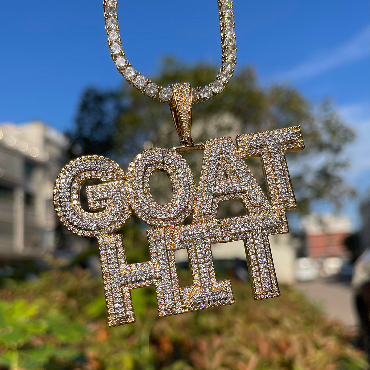ALL CAP | Bold Capitalized Iced Prong Set Custom Made Nameplate Pendant