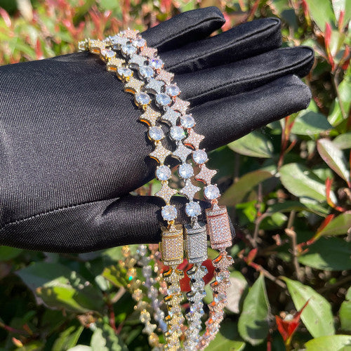 Super Star VVS Diamond Cz Link 24k Gold 925 Silver Hip Hop Chain Necklace