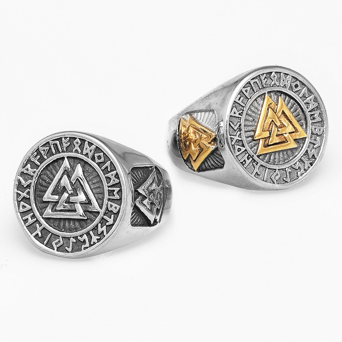 Stainless Steel No Fade Odin's Triangle Street Wear Mens Rings
