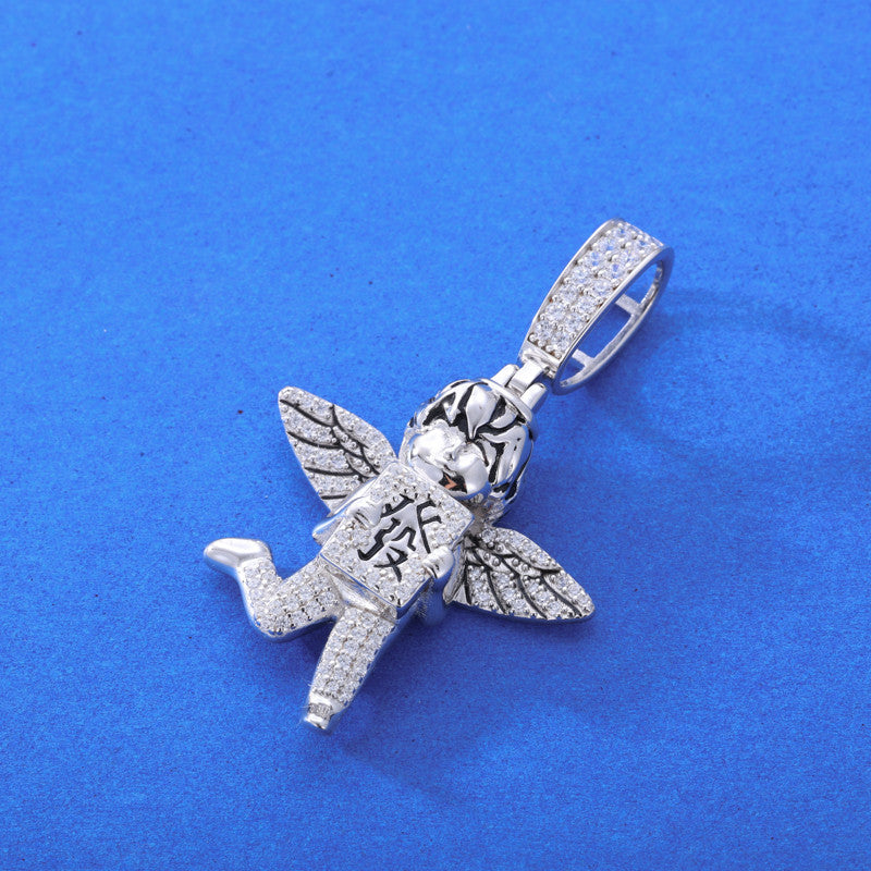 Money Angel | Moissanite Diamond 925 Solid Sterling Silver Hip Hop Good Luck Angel Pendant