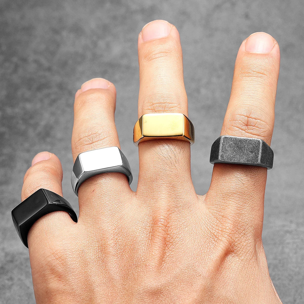 Minimalist Rectangle | 316L No Fade Stainless Steel Classic Man Street Wear Ring