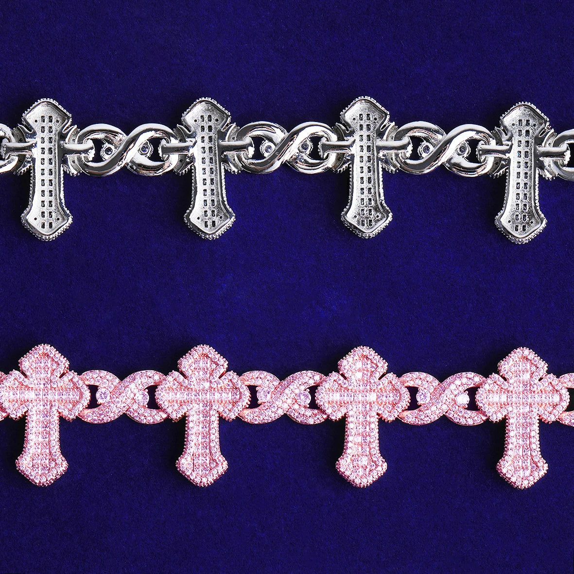 Infinity Passion Chain | VVS Diamond CZ 5AA+ Baguette Stone Cross Chain Necklace