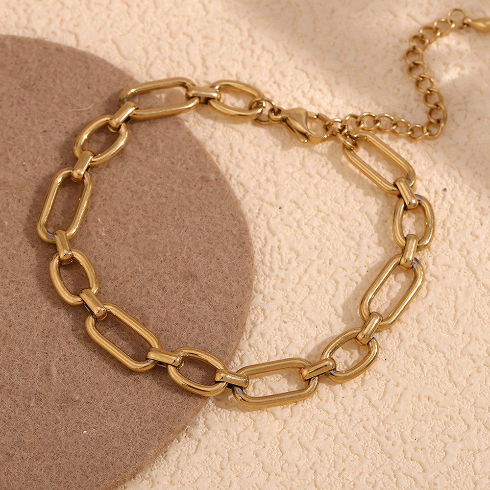 18k Gold Stainless Steel Waterproof Paper Clip Knot Bowtie Link Chain Anklet Ankle Bracelets