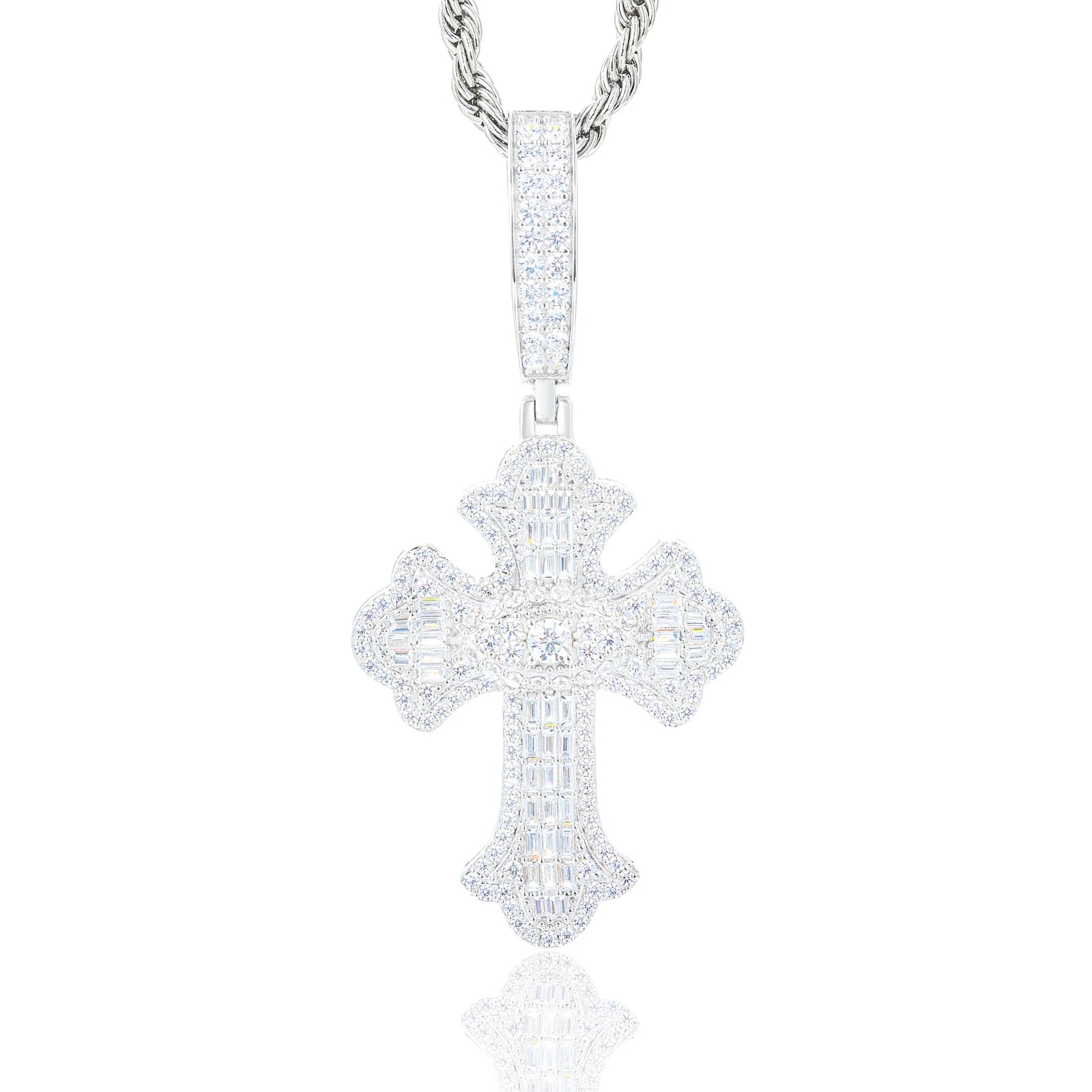 All Seeing Cross | 925 Sterling Silver D VVS1 Moissanite All Seeing Eye Hip Hop Cross Pendant