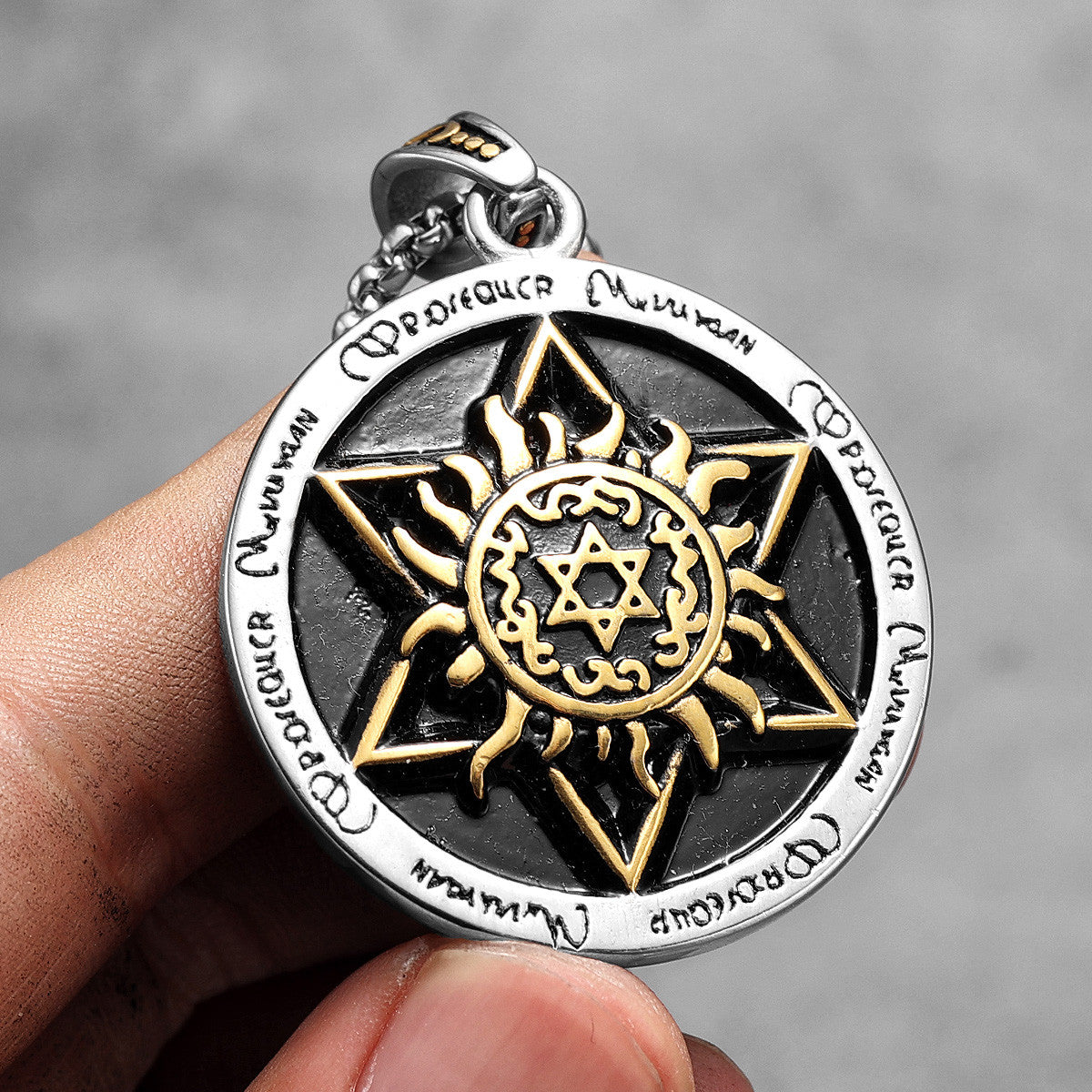 Mens Star Of David Spiritual Medallion No Fade Stainless Steel Pendant Chain