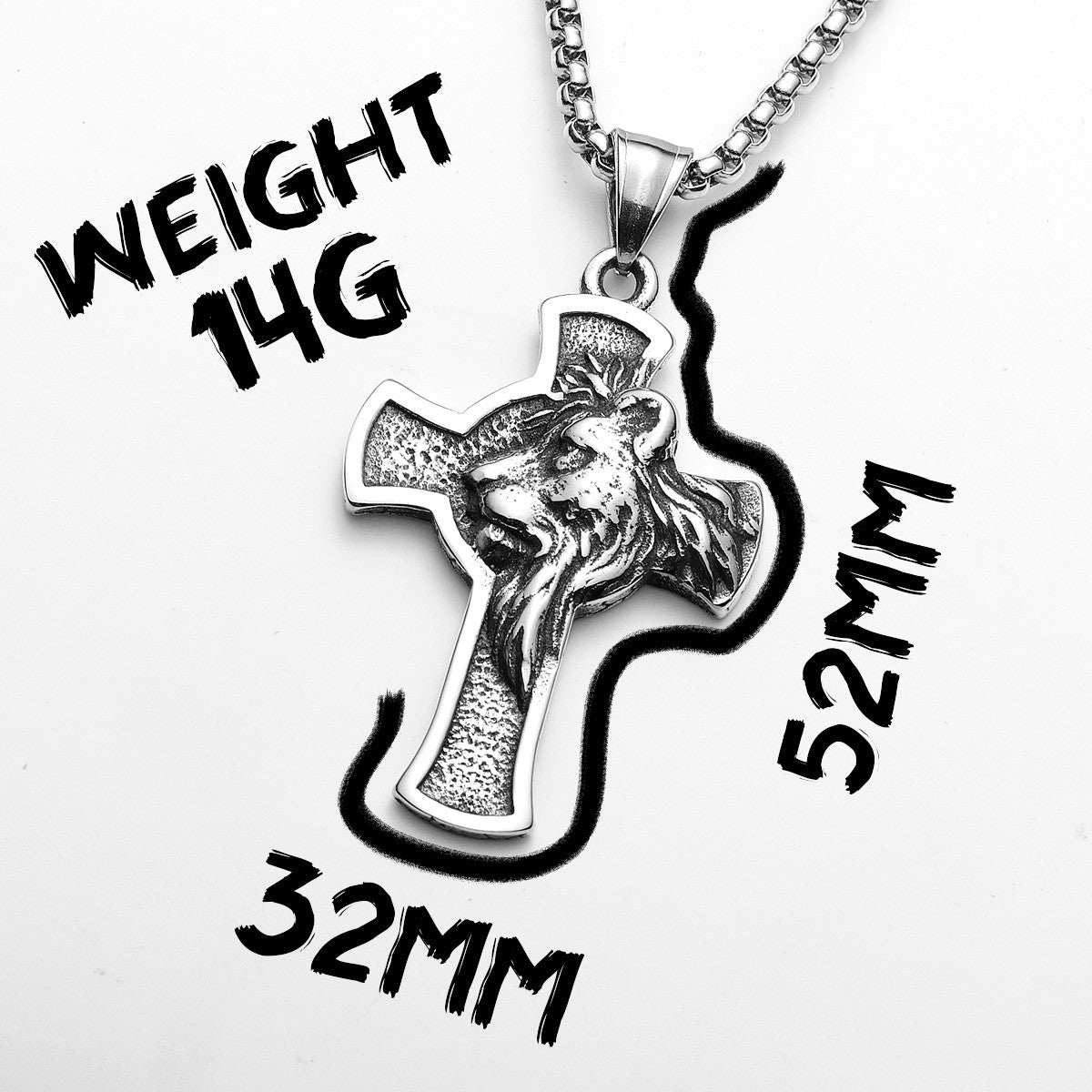 Lion Of Judah | Solid Stainless Steel The King Has Risen Cross Pendant
