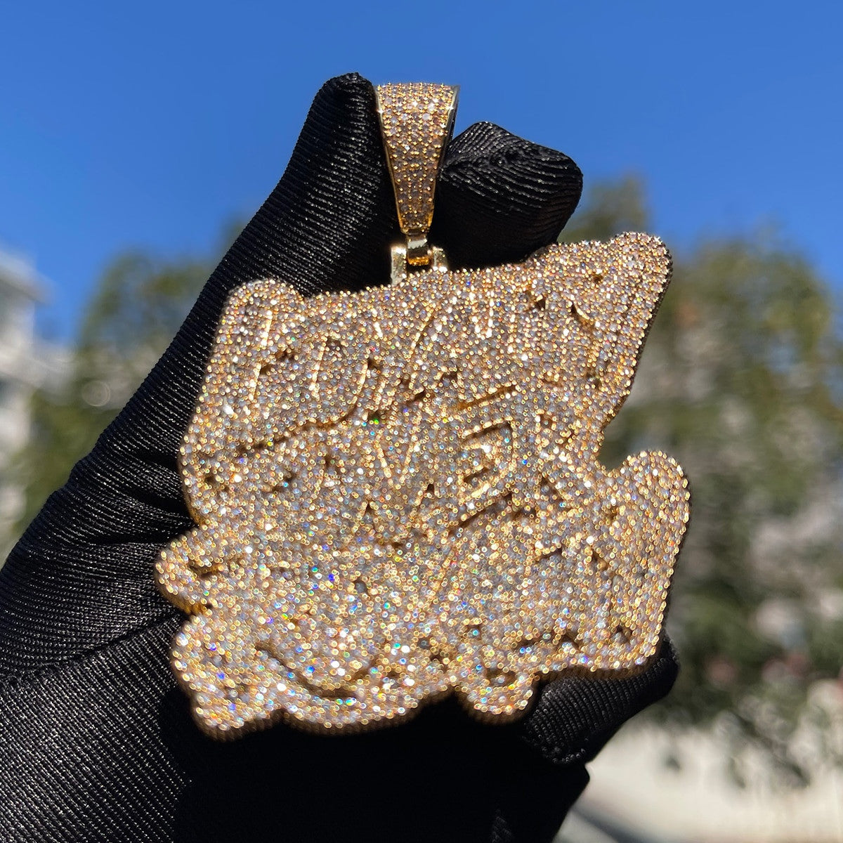 Loyalty Over Royalty |  Flooded Iced Blinged Out Nameplate Style Hip Hop Pendant