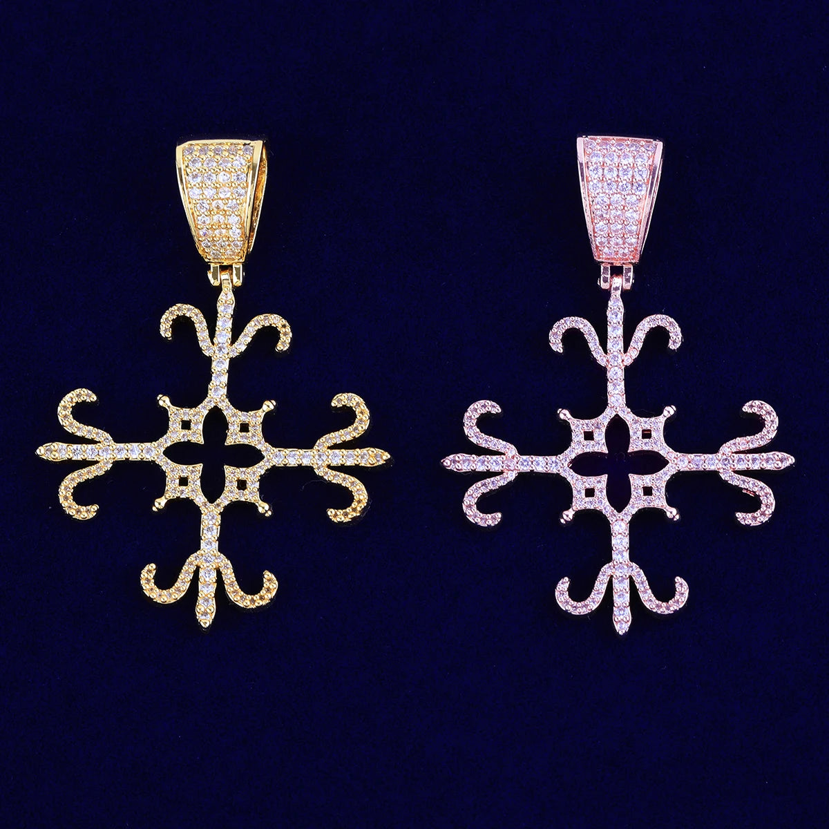 Center Cross | VVS Diamond CZ Four Sided Fleur Di Lis Bling Pendant