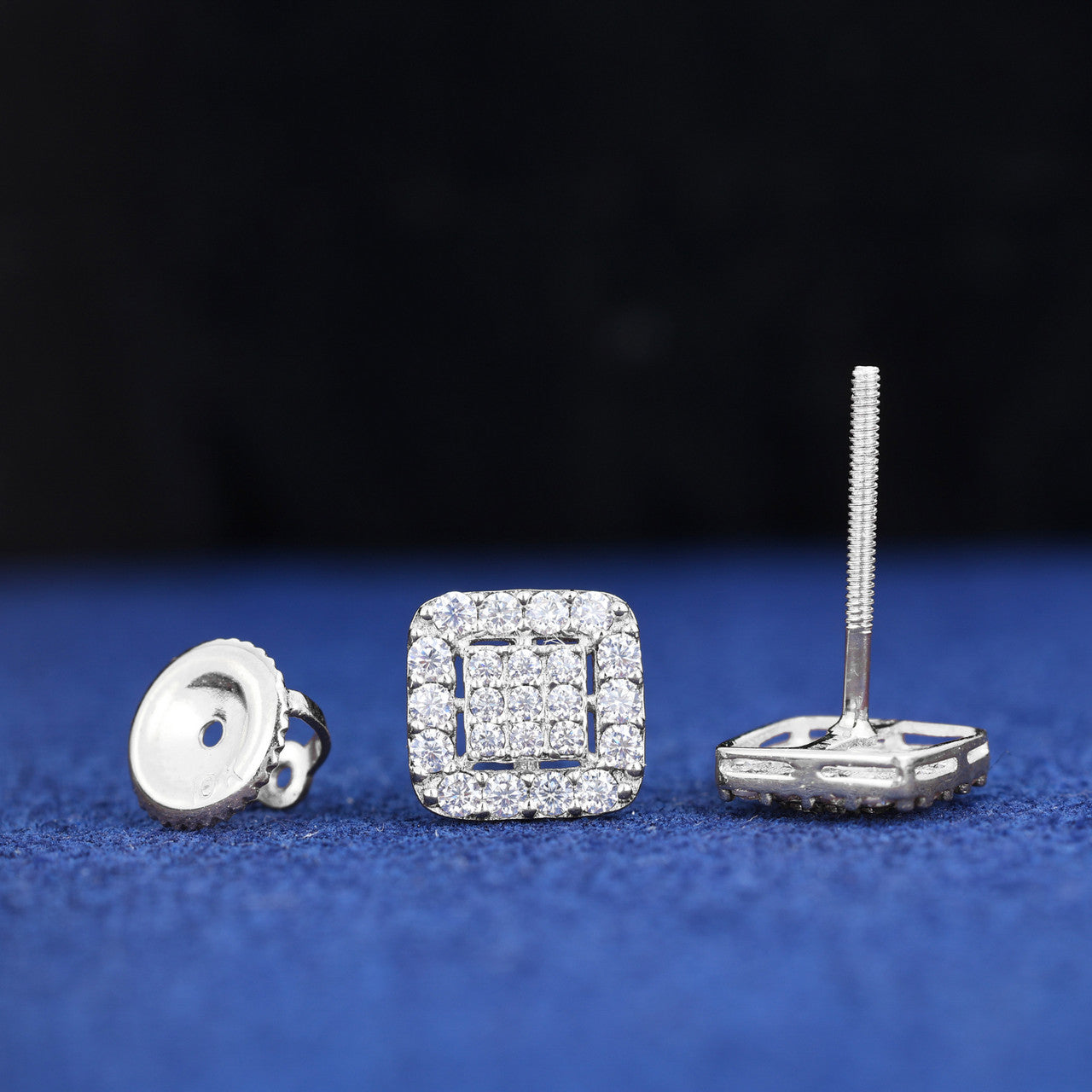 10K White Gold Moissanite Diamond Solid Sterling Silver Hip Hop Earrings