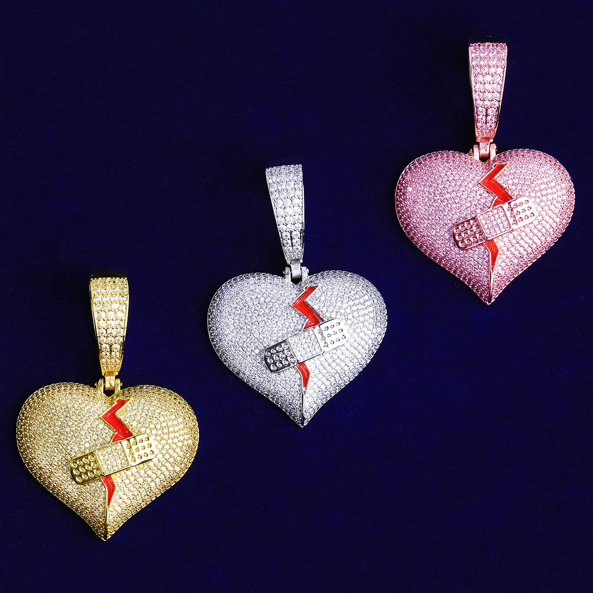 Bandage Broken Heart | VVS Diamond 5AA+ CZ Hip Hop Pendant Chain