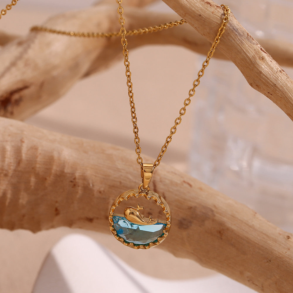 Blue Ocean Whale | 18k Gold Waterproof Solid Stainless Steel Pendant Necklace