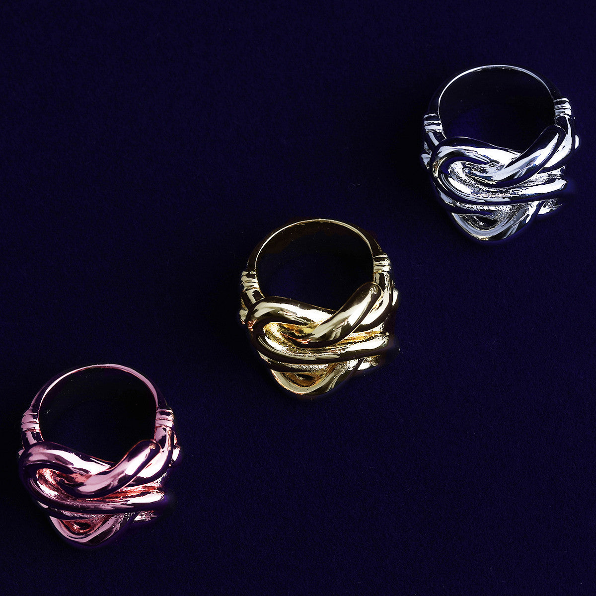 Tied Together | 24k Gold 925 Silver Rose Gold Intertwined Street Style Casual Rings