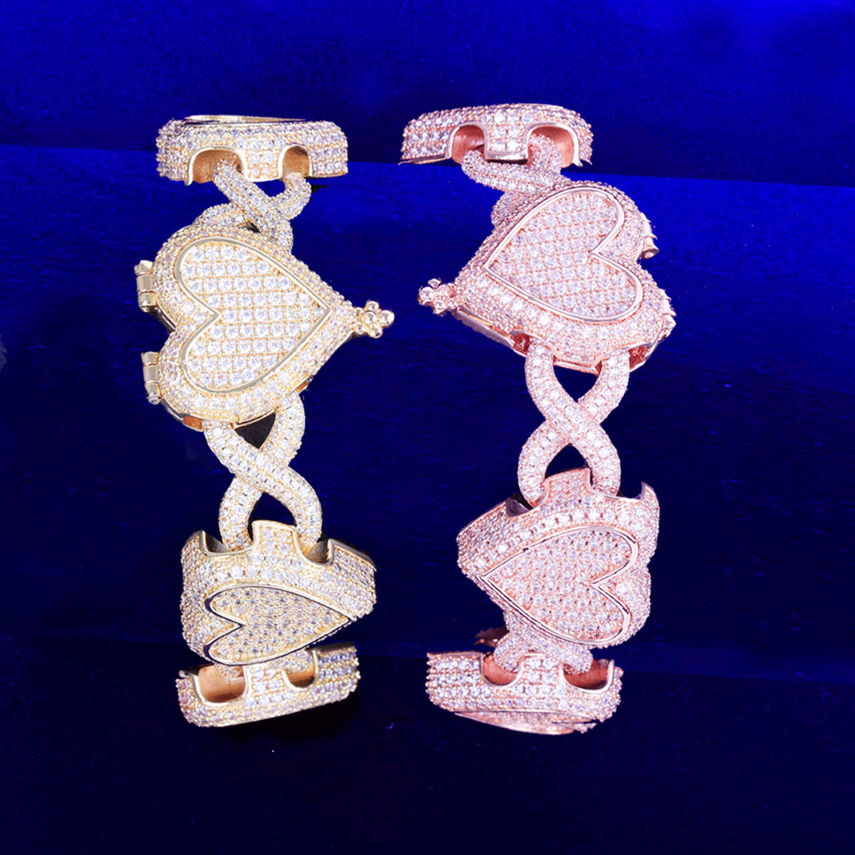 Infinity Love Bracelet | Iced Prong Set Heart Infinite Link Bracelet