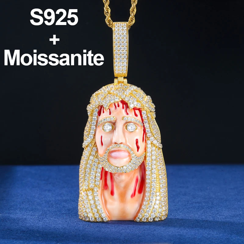 The Redeemer | Lifelike Moissanite Diamond Jesus Piece 925 Sterling Silver Iced Pendant