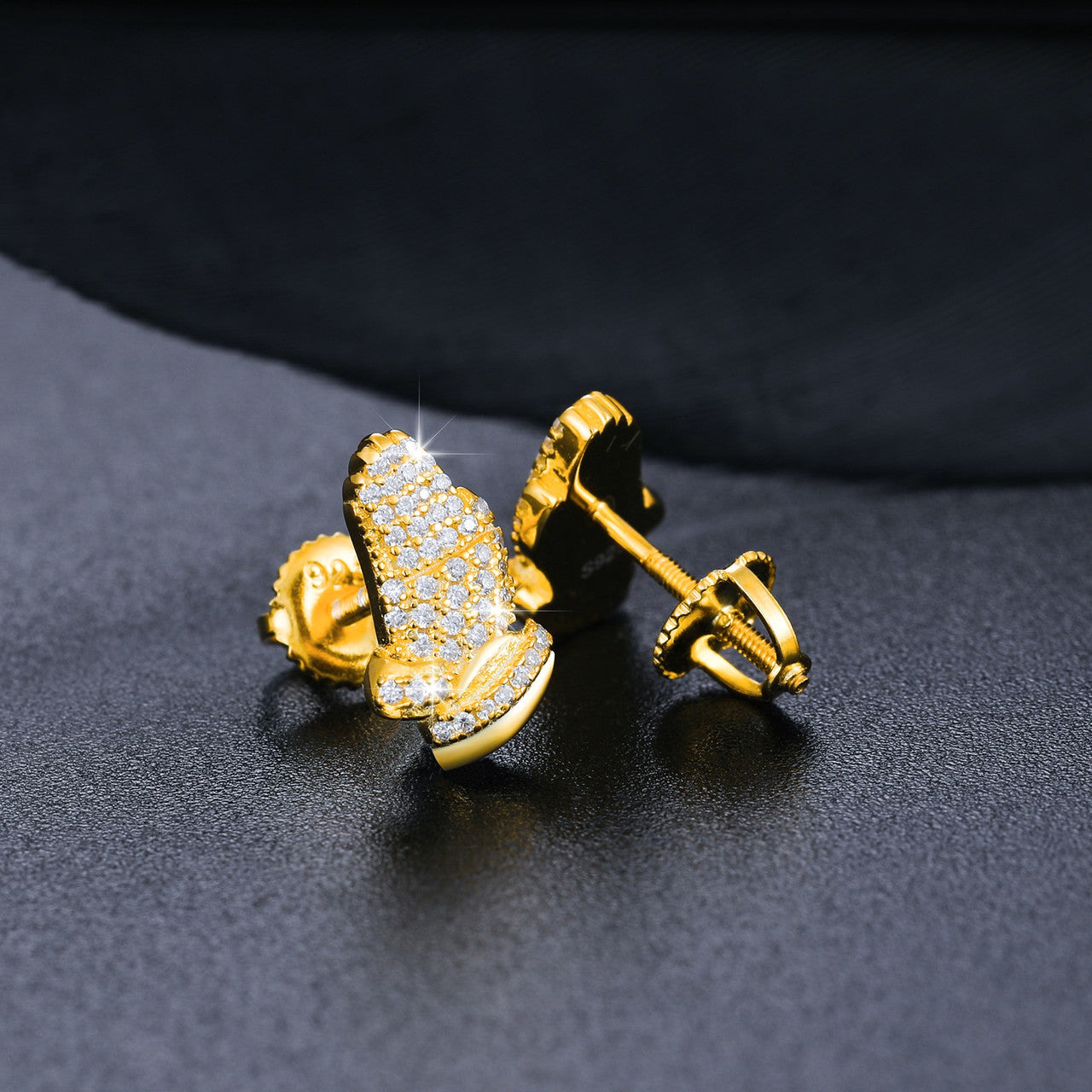 Hands Of Prayer Genuine VVS Diamond Stone Solid 925 Silver Bling Earrings