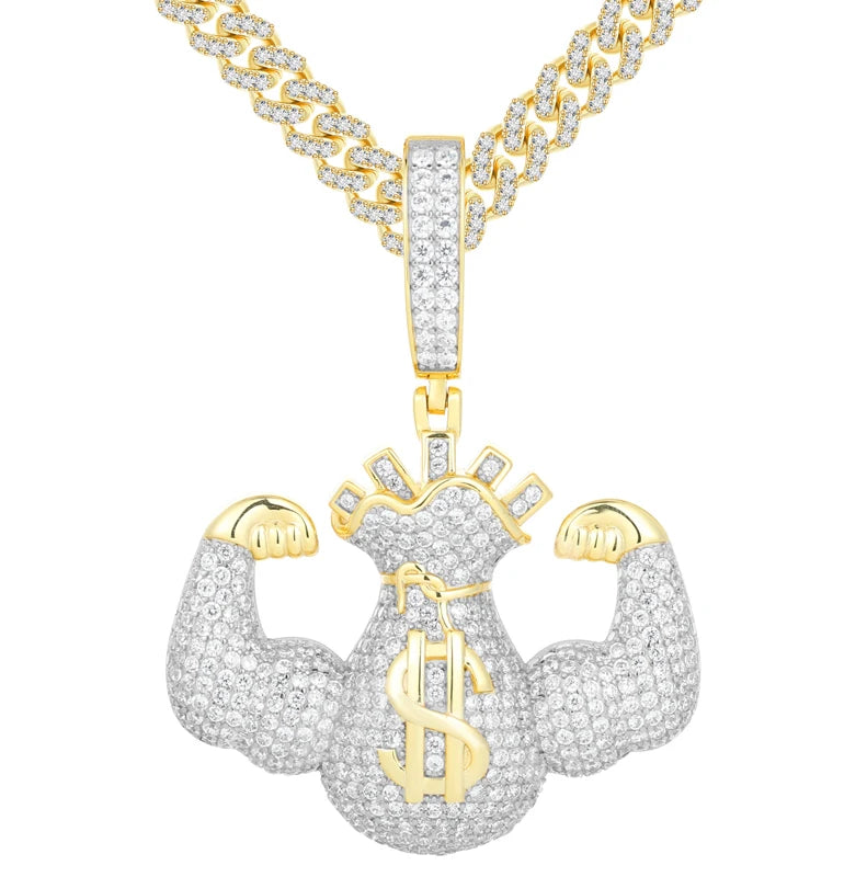 Money Strong | Moissanite Diamond Solid Silver Iced Blinged Out Pendant