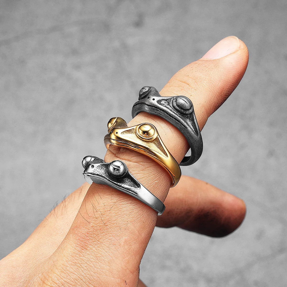 Frog Prince | 14k Gold Brushed over No Fade 316L Stainless Steel Mythical Rings