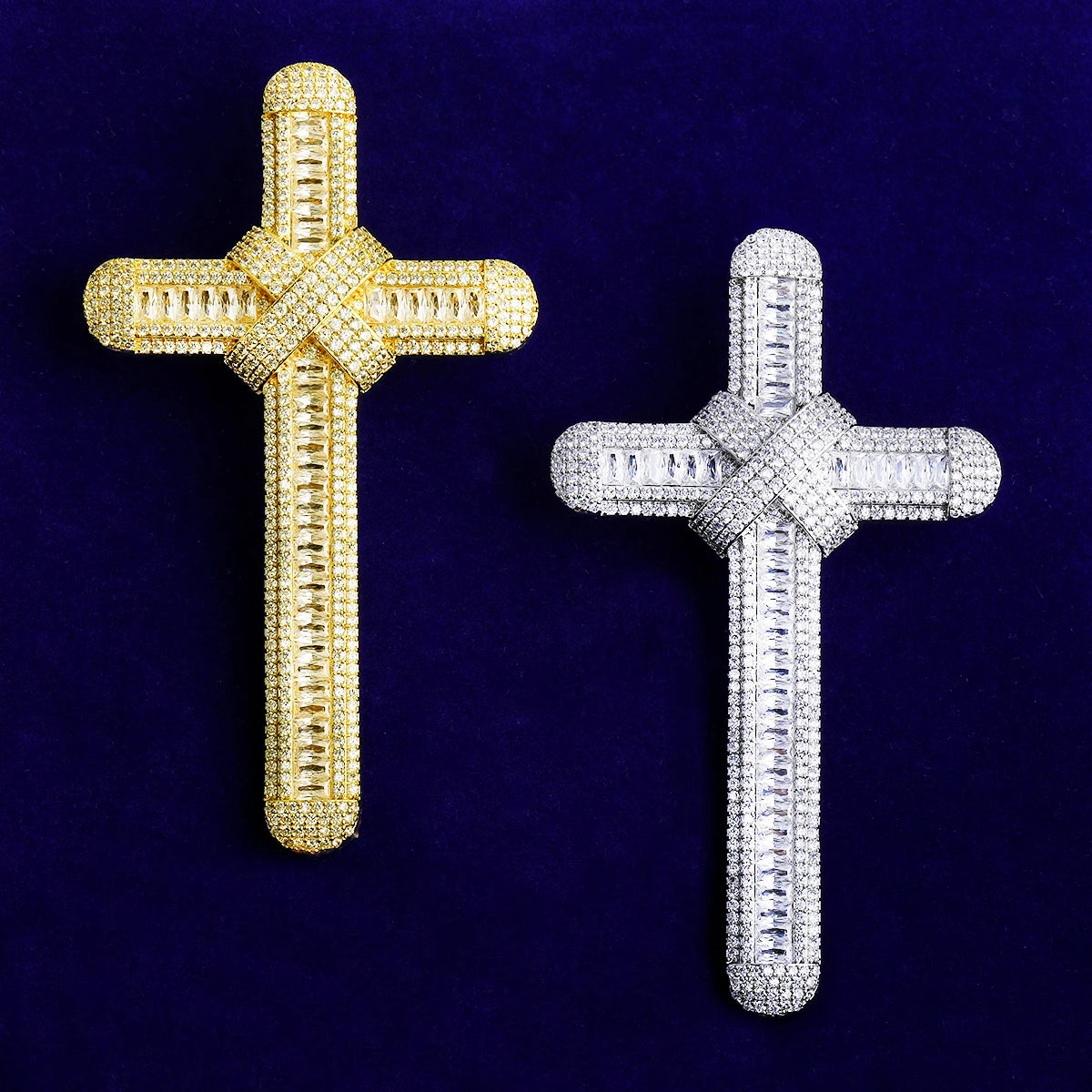 The Ribbon Cross | Extra Large VVS Diamond CZ Luxury Hip Hop Ribbon Cross Pendant