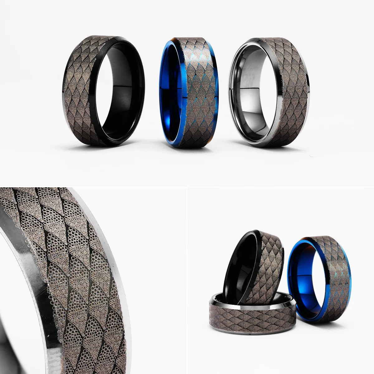 Snakeskin | Men's Luxury Silver Blue Black Tungsten Steel Street Wear Rings