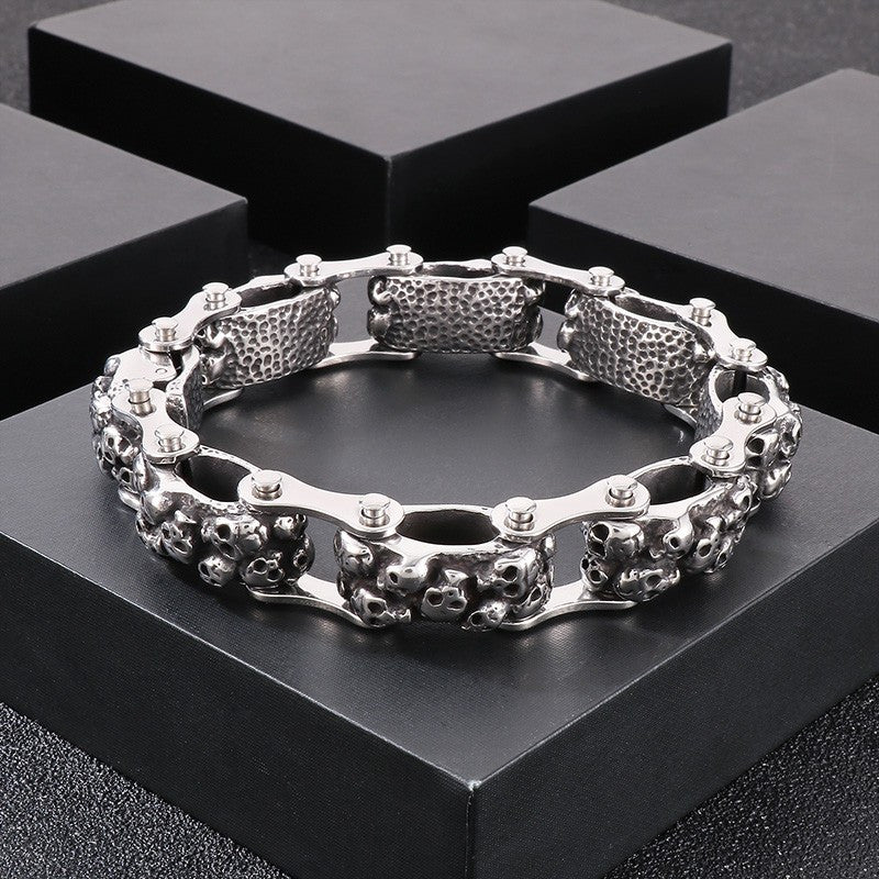 Mens Bone Bling 15mm New Fashion No Fade Stainless Hip Hop Rock Bracelet