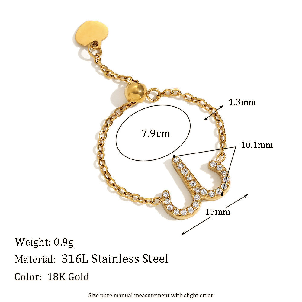 Ladies Waterproof 18k Gold Stainless Steel 12 Constellation Bling Adjustable Zodiac Rings