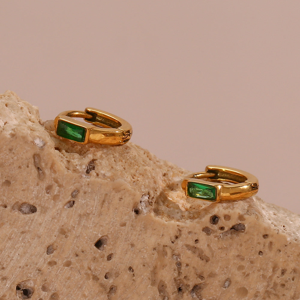 18k Gold Solid Stainless Steel Waterproof Dainty Cute Girl's Mini Size CZ Hoop Earrings