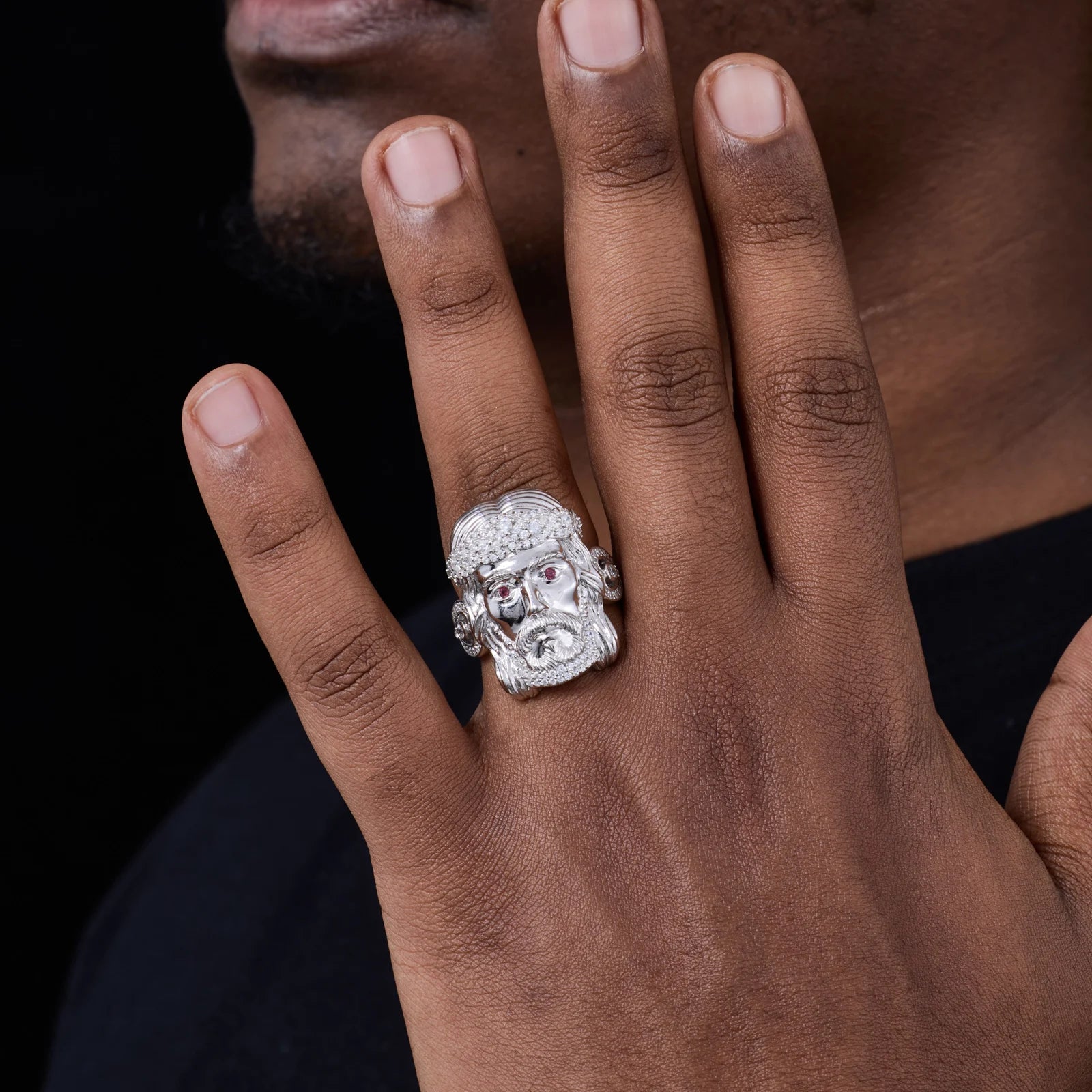 The Messiah | Solid 925 Silver VVS Moissanite Diamond Hip Hop Jesus Face Ring