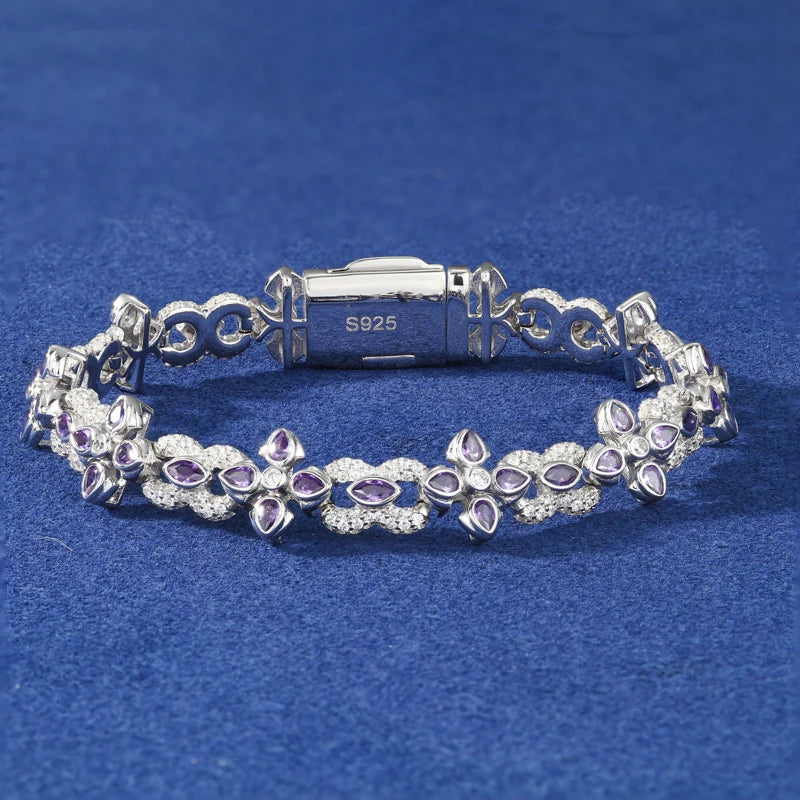 Infinity Cross | Moissanite Diamond 925 Sterling Silver Infinity Cross Iced Bliged Out Bracelet