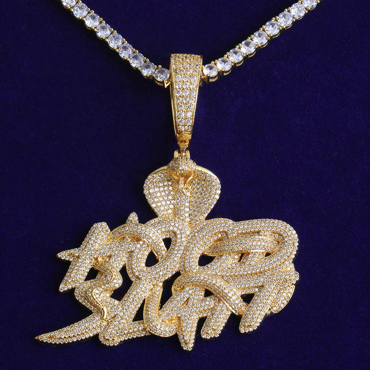 Hood Slatt | VVS Diamond CZ King Cobra Snake Hip Hop 24k 925 Silver Rose Gold Pendant