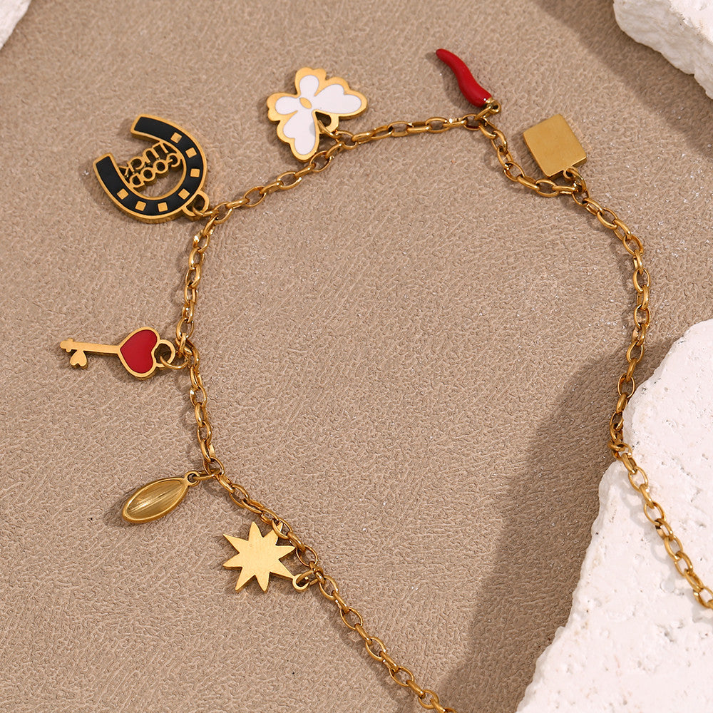 18k Gold Silver Waterproof European and American Hip-Hop Style Pendant Necklace