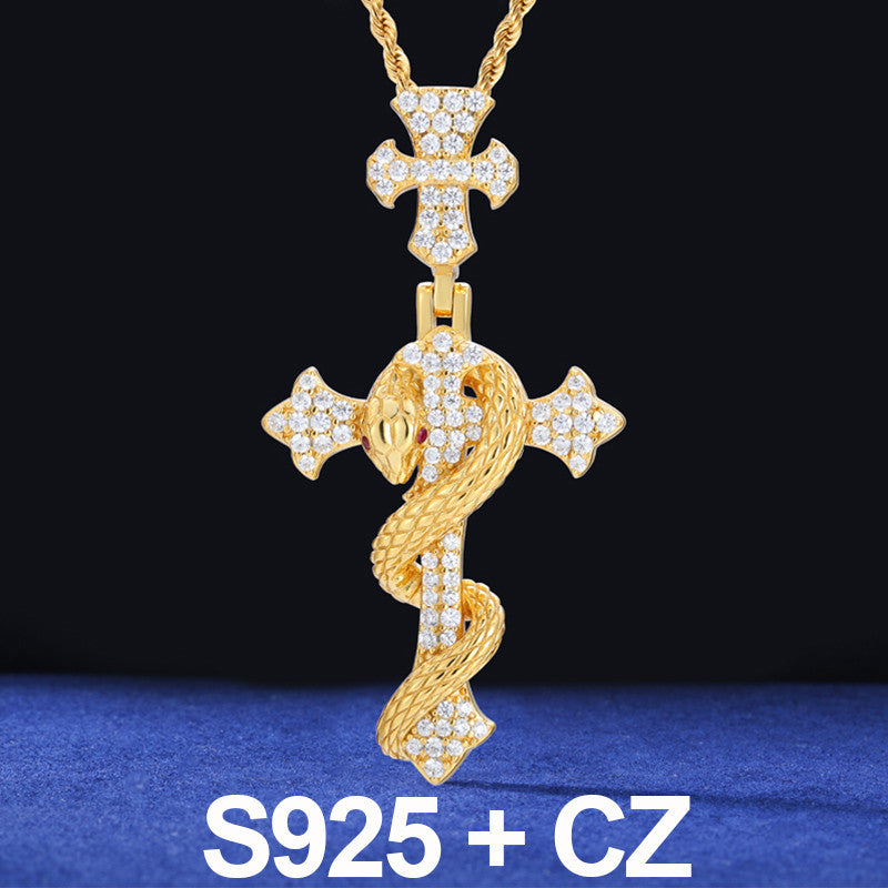 Good VS Evil | Solid 925 Sterling Silver Moissanite Hip Hop Cross Pendant Chain